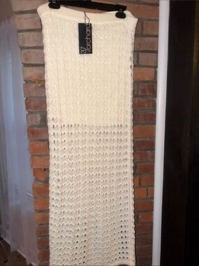 Cream Crochet Maxi Skirt